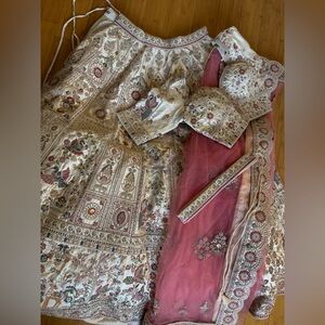 Elegant Pink and Gold Embroidered Lehenga